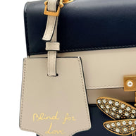 Gucci Queen Margaret Bee Tricolor Shoulder Bag White Red Navy Leather