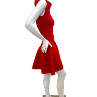 Alaïa Red Jacquard Knit Fit & Flare Dress – Spring/Summer 2017 IT 38