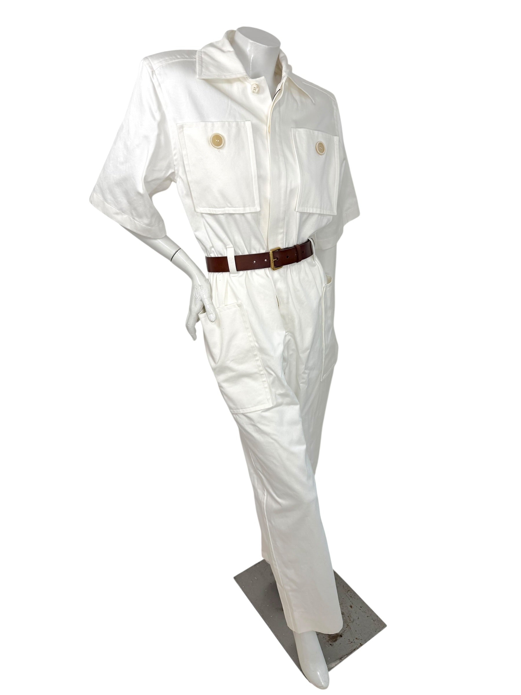 SAINT LAURENT 2023 White Utility Jumpsuit FR 36 NWT