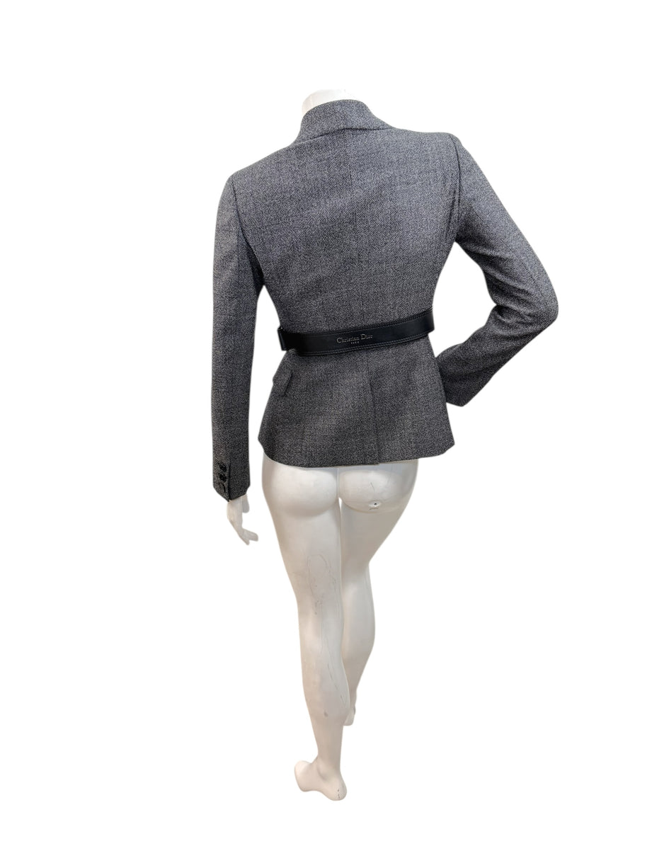 Christian Dior SS2011 3-Piece Wool Blazer, Removable Cape & Logo Belt Set FR36 | Galliano Era