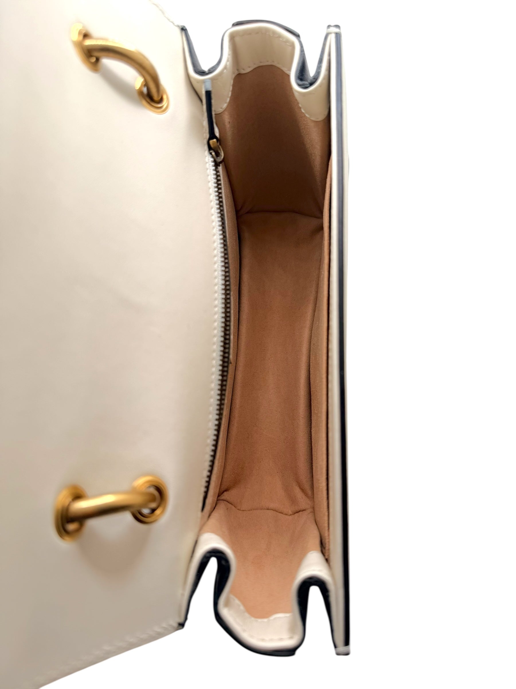 Gucci Queen Margaret Bee Tricolor Shoulder Bag White Red Navy Leather