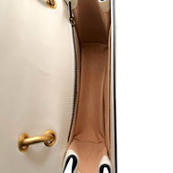 Gucci Queen Margaret Bee Tricolor Shoulder Bag White Red Navy Leather