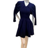 Alaïa Sculpted Knit Dress & Cropped Cardigan Set Blue IT 38 /40