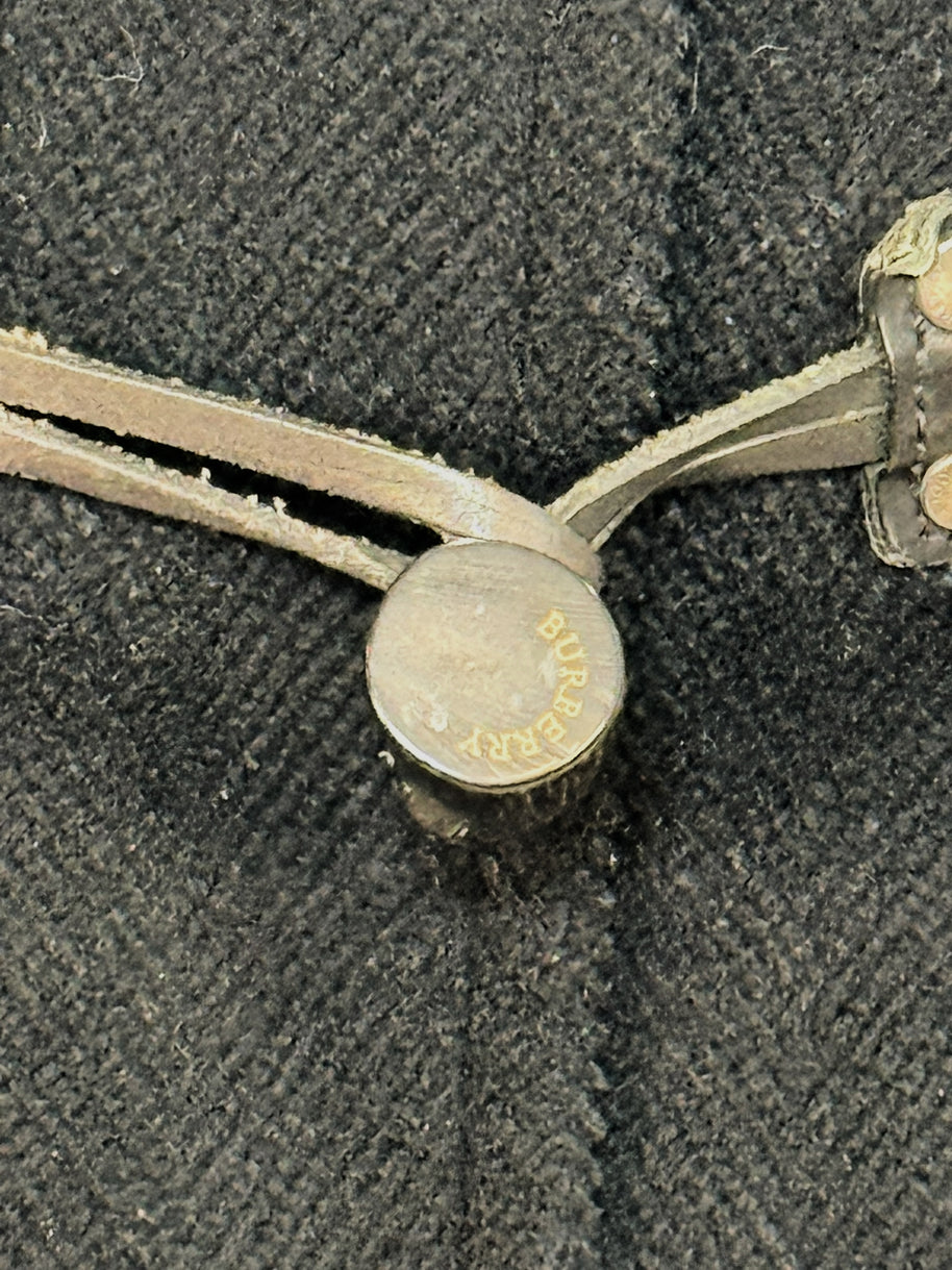 Burberry Black Wool Duffle Jacket with Hood Made in England (Early 2000s) S