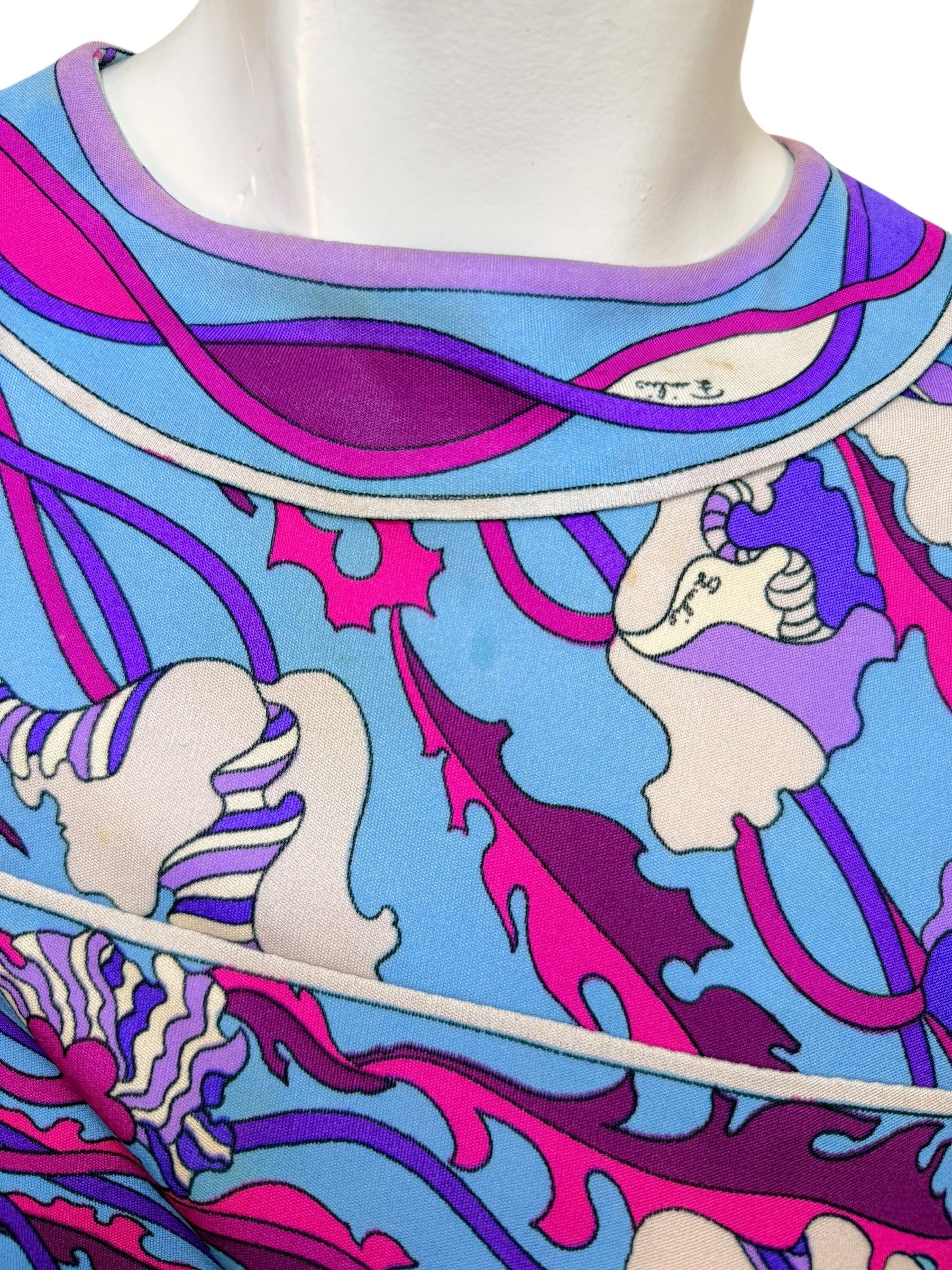 Vintage Emilio Pucci Psychedelic Print Long Sleeve Midi Dress | 1960s–1970s Italy