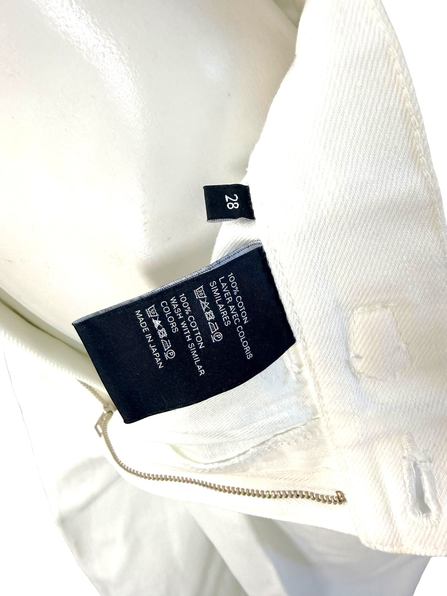Celine White Cotton Denim Culotte Shorts Gold Hardware 28
