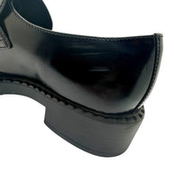 Prada Black Brushed Leather Triangle Logo Loafers Size 38