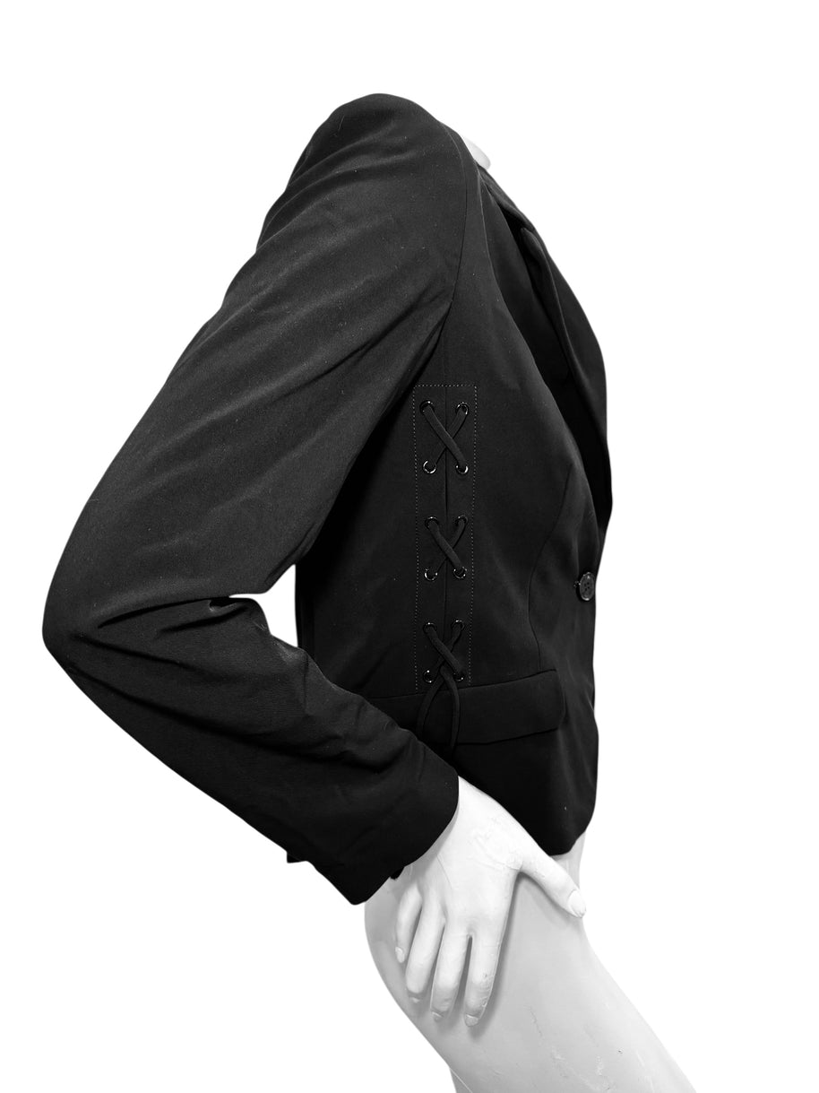 Love Moschino Black Tailored Jacket with Corset Lace-Up Sides IT 42 / US 6 (FW18/19)