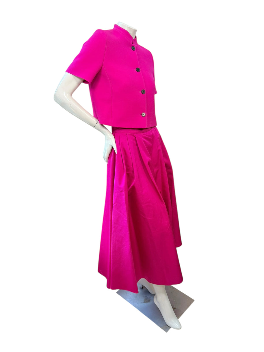 Christian Dior Fuchsia Wool Silk Skirt Suit Set 2023 Size FR36 US4
