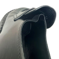 Prada Black Brushed Leather Triangle Logo Loafers Size 38