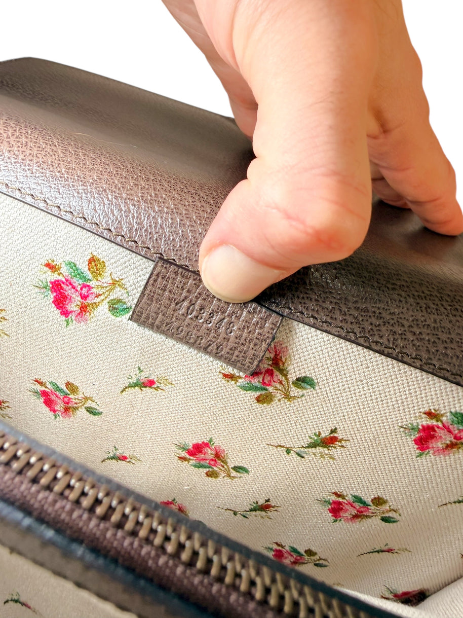 Gucci Dionysus Embroidered Floral Leather Shoulder Bag Taupe Web Stripe