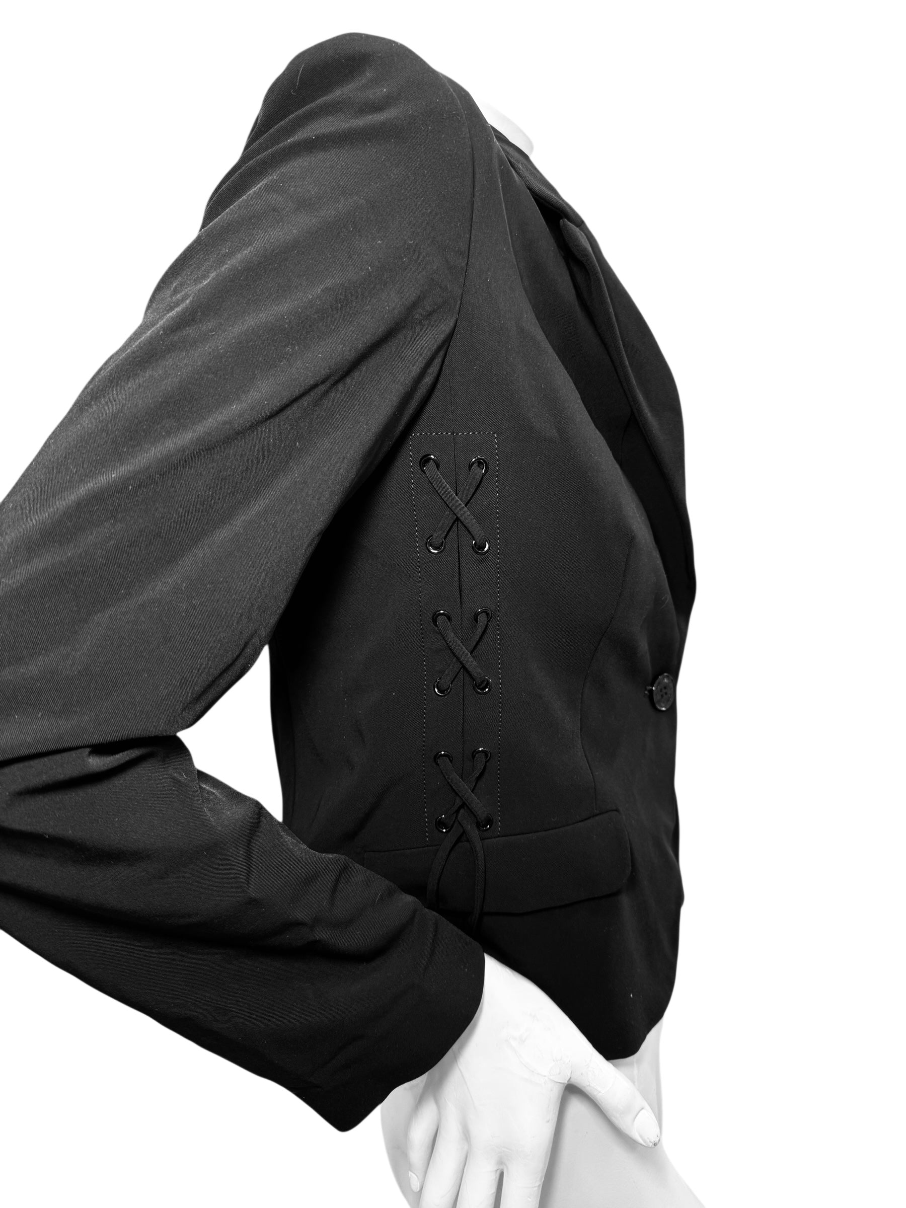 Love Moschino Black Tailored Jacket with Corset Lace-Up Sides IT 42 / US 6 (FW18/19)