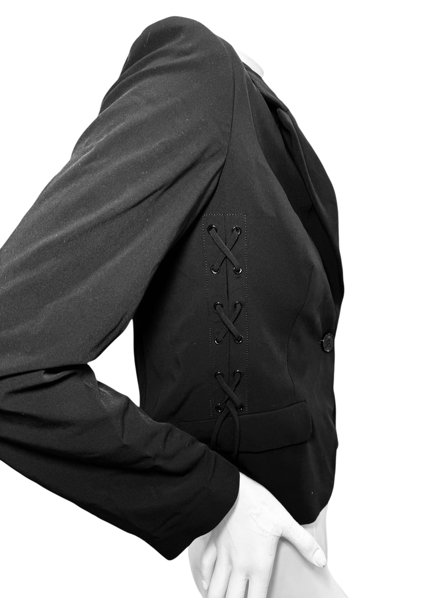 Love Moschino Black Tailored Jacket with Corset Lace-Up Sides IT 42 / US 6 (FW18/19)