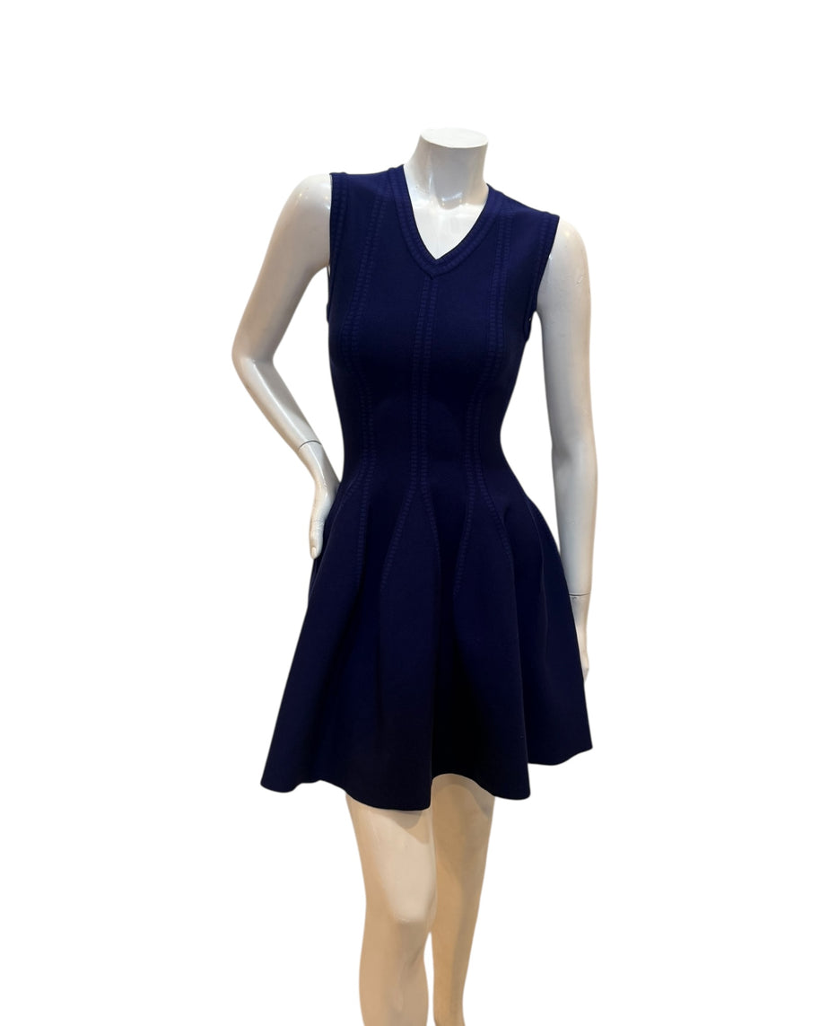 Alaïa Sculpted Knit Dress & Cropped Cardigan Set Blue IT 38 /40