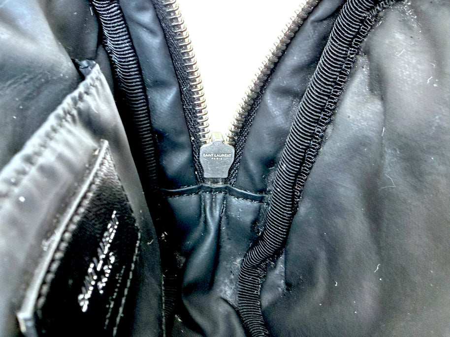 Saint Laurent Paris YSL Black Quilted Leather Mini Camera / Cosmetic Bag