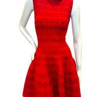 Alaïa Red Jacquard Knit Fit & Flare Dress – Spring/Summer 2017 IT 38