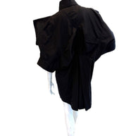 Alexander McQueen Black shirt dress full back view on a mannequin against a white background