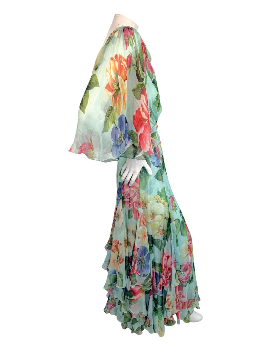 Dolce & Gabbana Spring Summer 2008 Silk Floral Chiffon Gown IT40