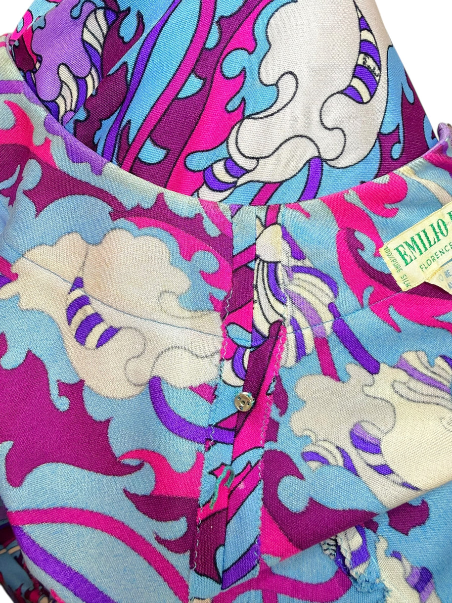 Vintage Emilio Pucci Psychedelic Print Long Sleeve Midi Dress | 1960s–1970s Italy