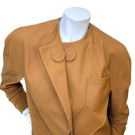 Prada SS2023 Camel Jacket & Pencil Skirt Set IT 38 | Sculpted Made in Italy