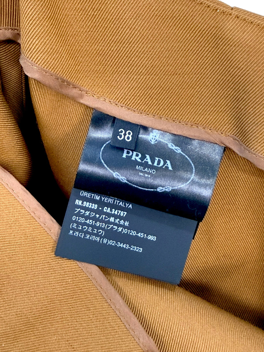 Prada SS2023 Camel Jacket & Pencil Skirt Set IT 38 | Sculpted Made in Italy