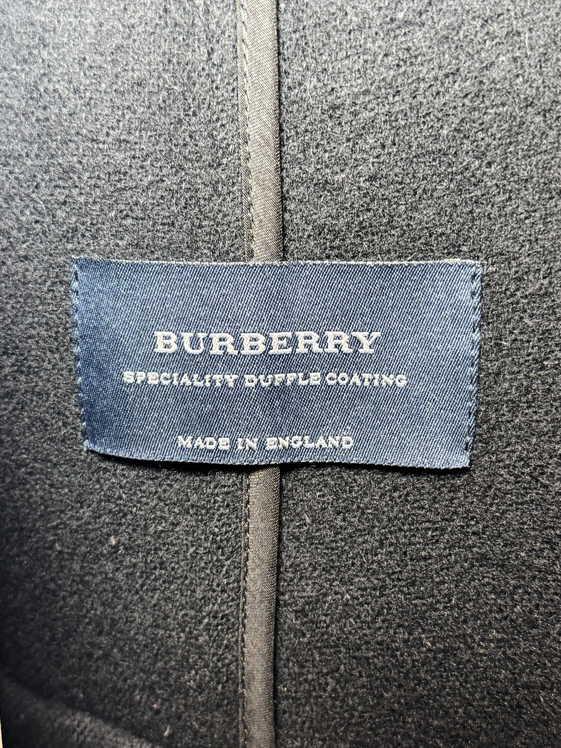 Burberry Black Wool Duffle Jacket with Hood Made in England (Early 2000s) S