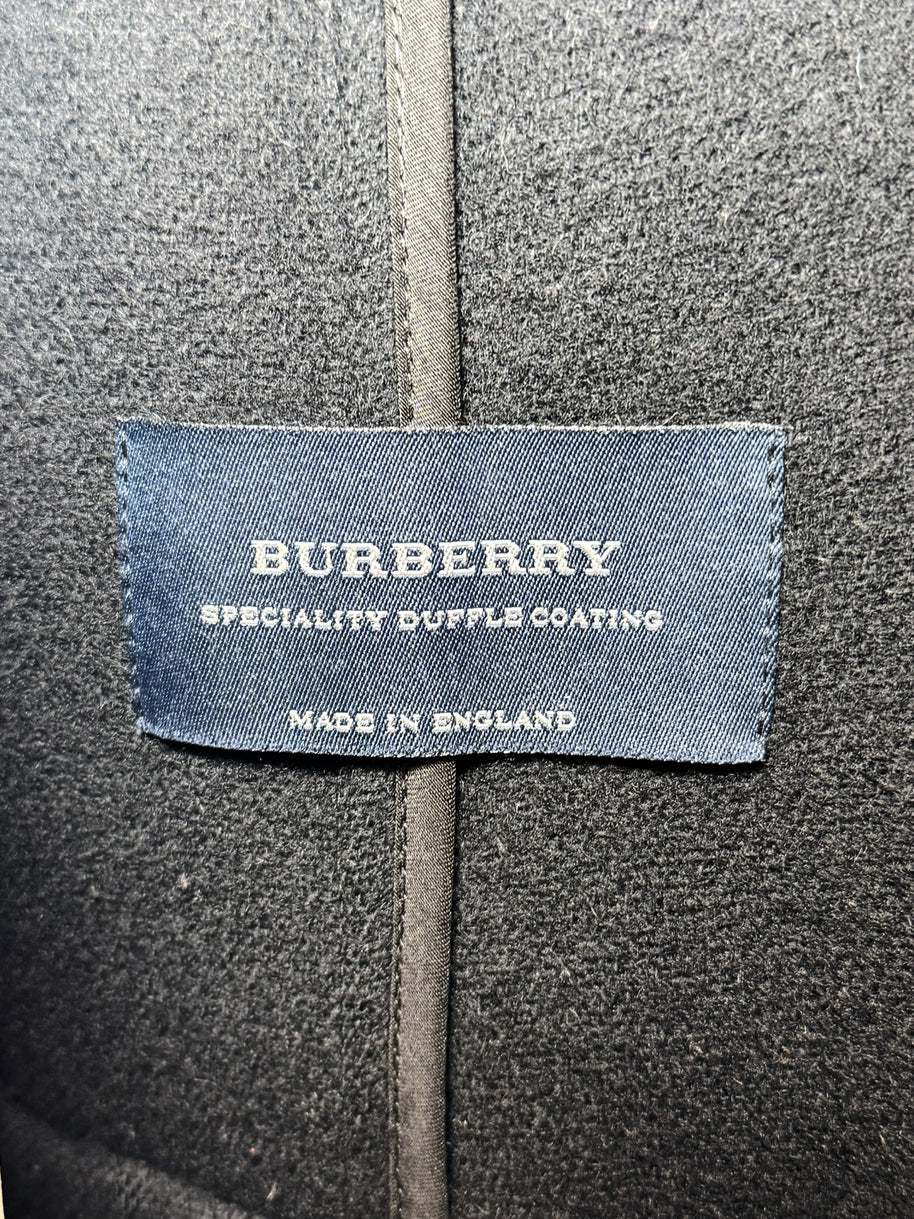 Burberry Black Wool Duffle Jacket with Hood Made in England (Early 2000s) S