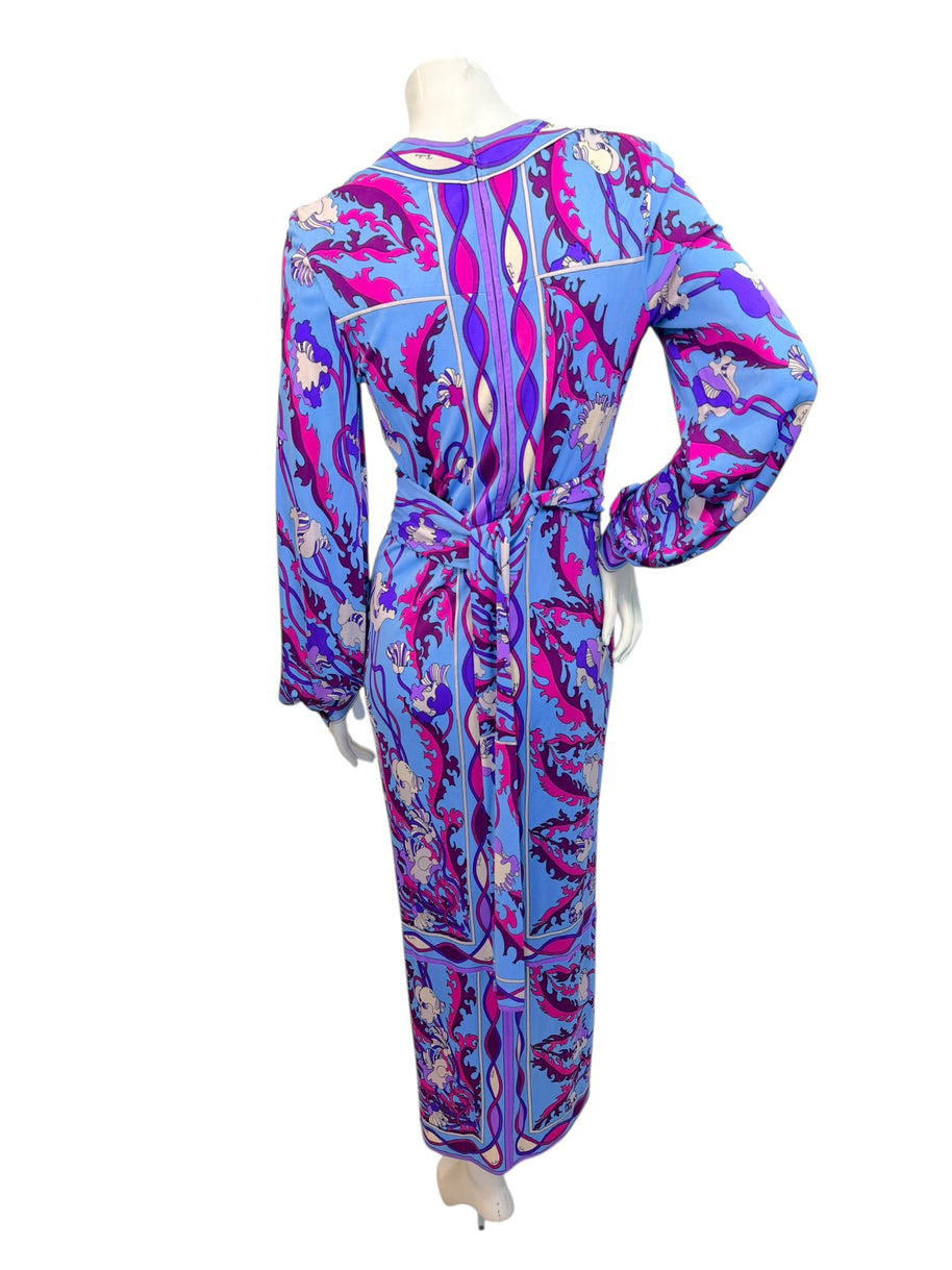 Vintage Emilio Pucci Psychedelic Print Long Sleeve Midi Dress | 1960s–1970s Italy