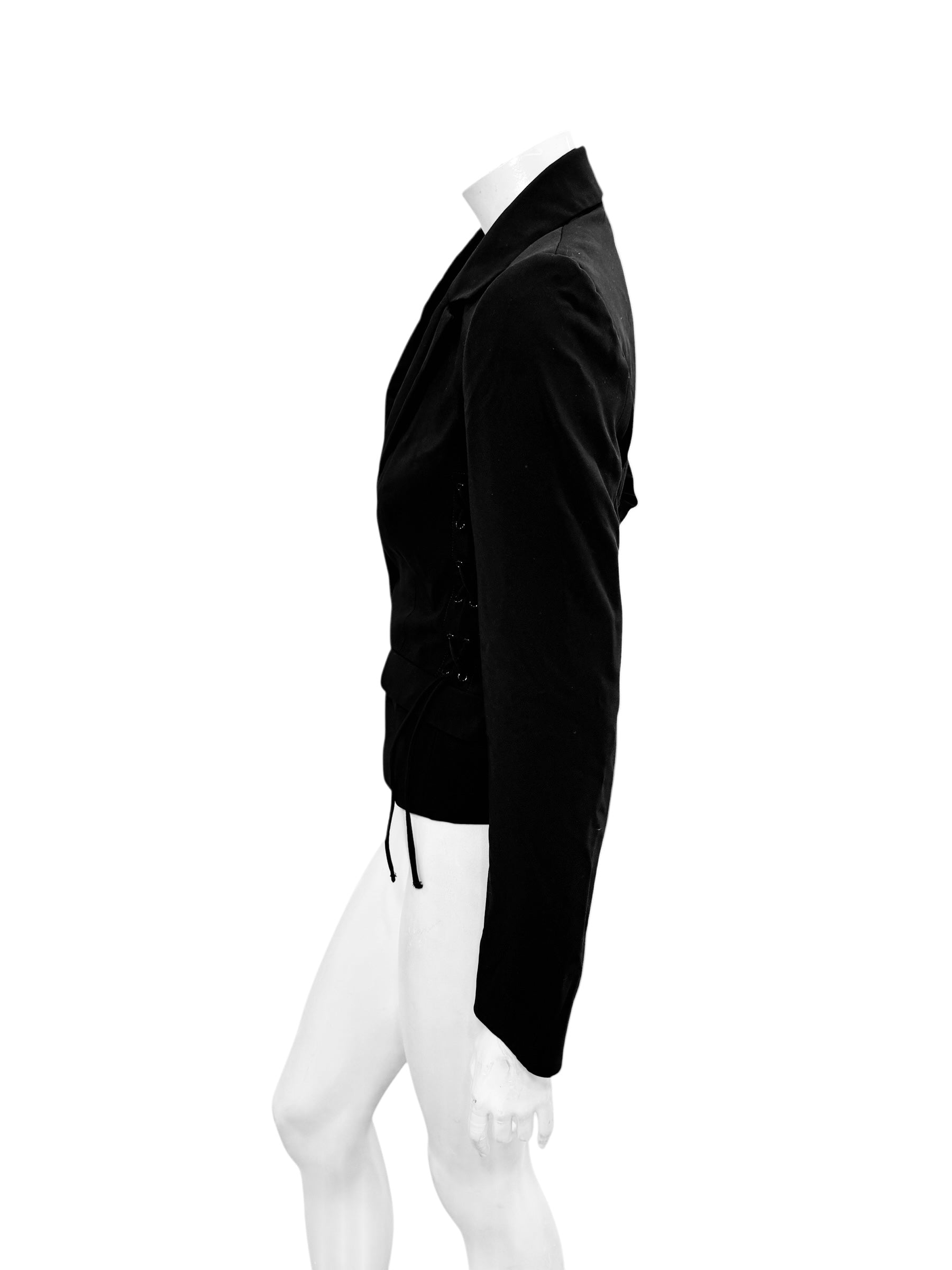 Love Moschino Black Tailored Jacket with Corset Lace-Up Sides IT 42 / US 6 (FW18/19)