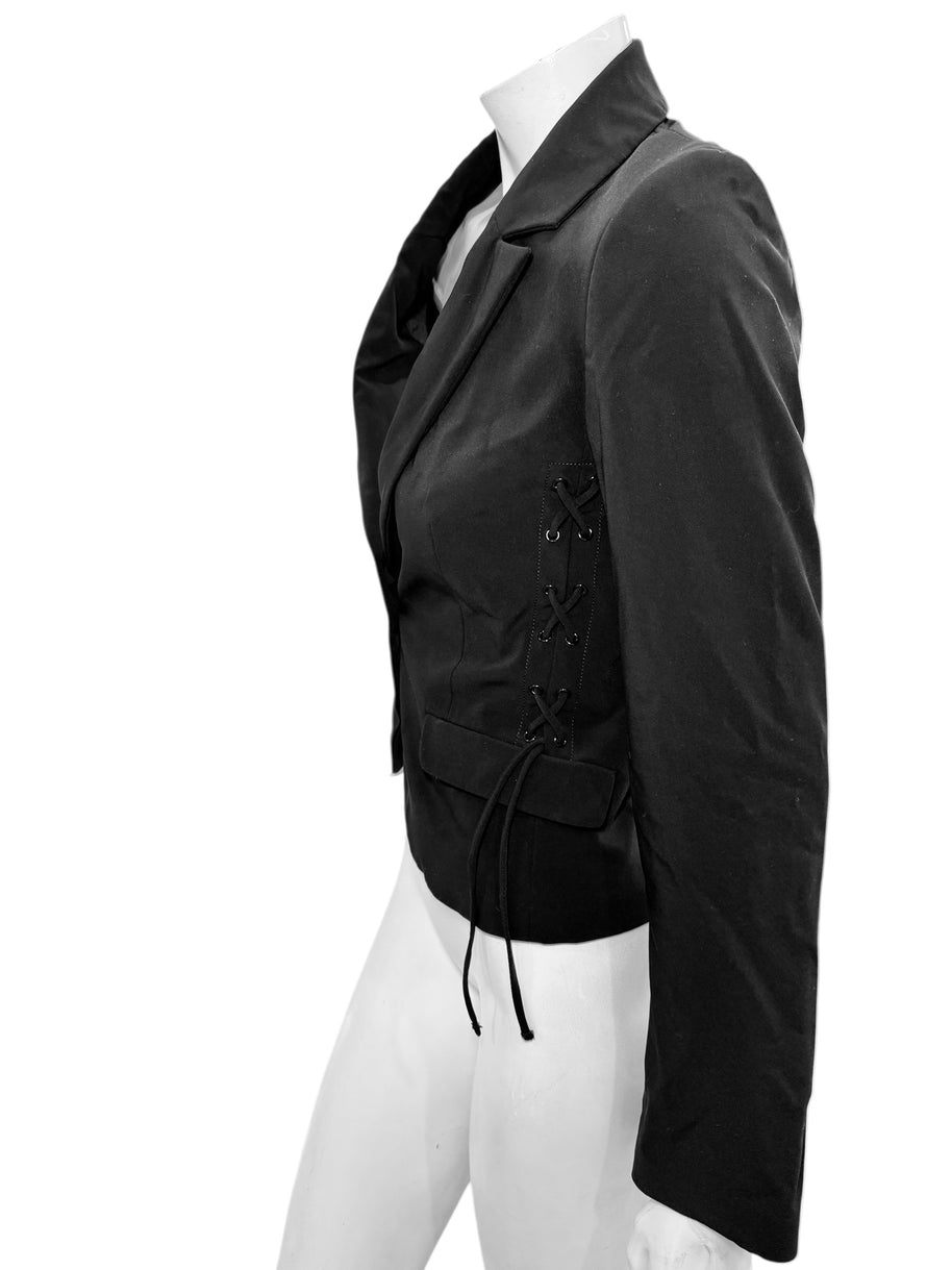 Love Moschino Black Tailored Jacket with Corset Lace-Up Sides IT 42 / US 6 (FW18/19)