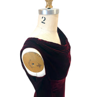 Alaïa FW2008 Burgundy Velvet Draped Cowl-Neck Evening Gown (IT 38 | US 0–2)