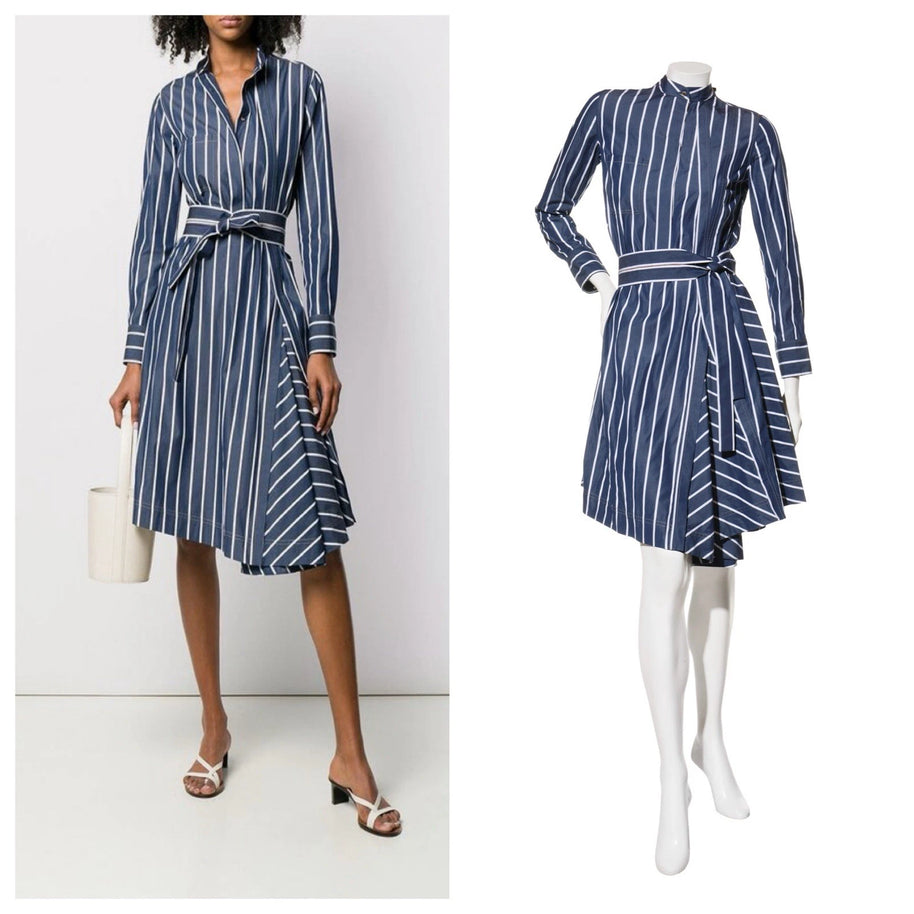 Brunello Cucinelli SS19 Striped Belted Shirt Dress Size XS