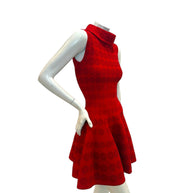 Alaïa Red Jacquard Knit Fit & Flare Dress – Spring/Summer 2017 IT 38