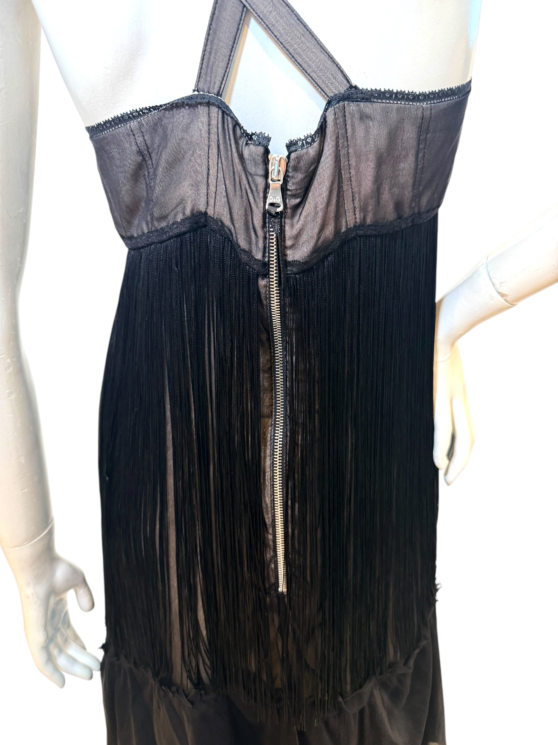 Dolce & Gabbana Sheer Silk Bow Strap Dress Early 2000s IT 44