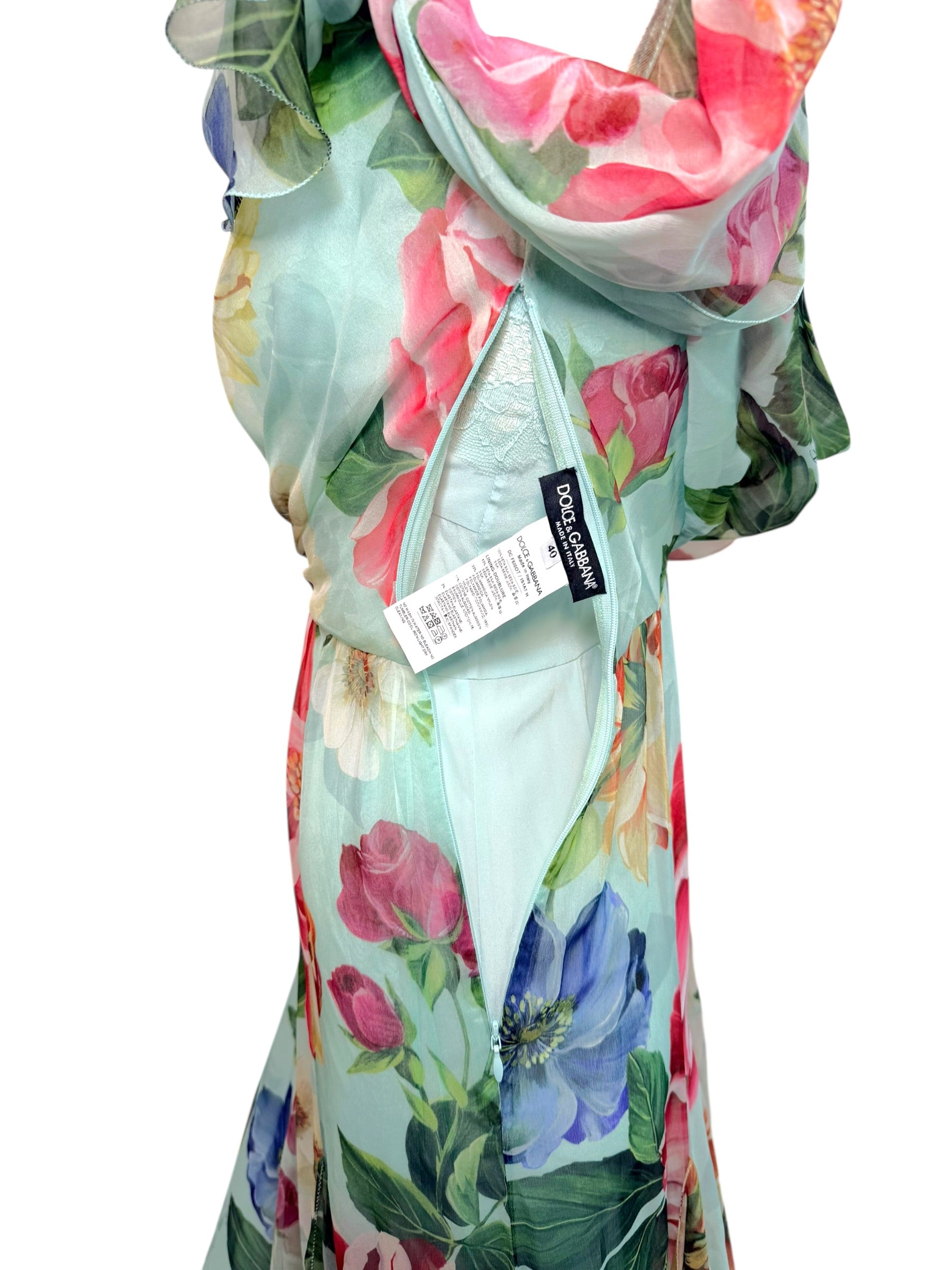 Dolce & Gabbana Spring Summer 2008 Silk Floral Chiffon Gown IT40