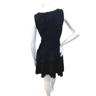 Alaïa Black Ribbed Knit Dress with Sculptural Ruffle Skirt | Size FR 38