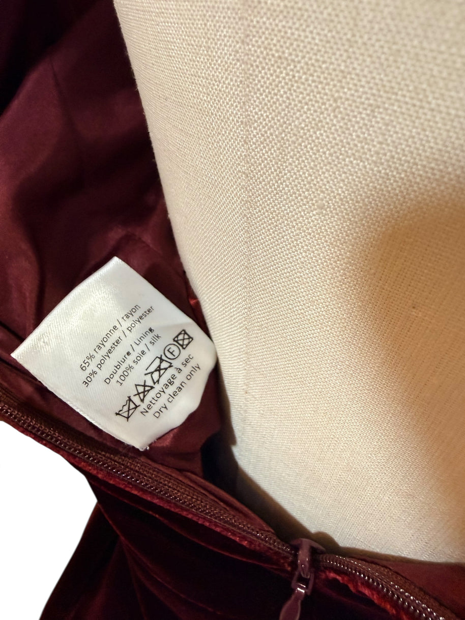 Alaïa FW2008 Burgundy Velvet Draped Cowl-Neck Evening Gown (IT 38 | US 0–2)