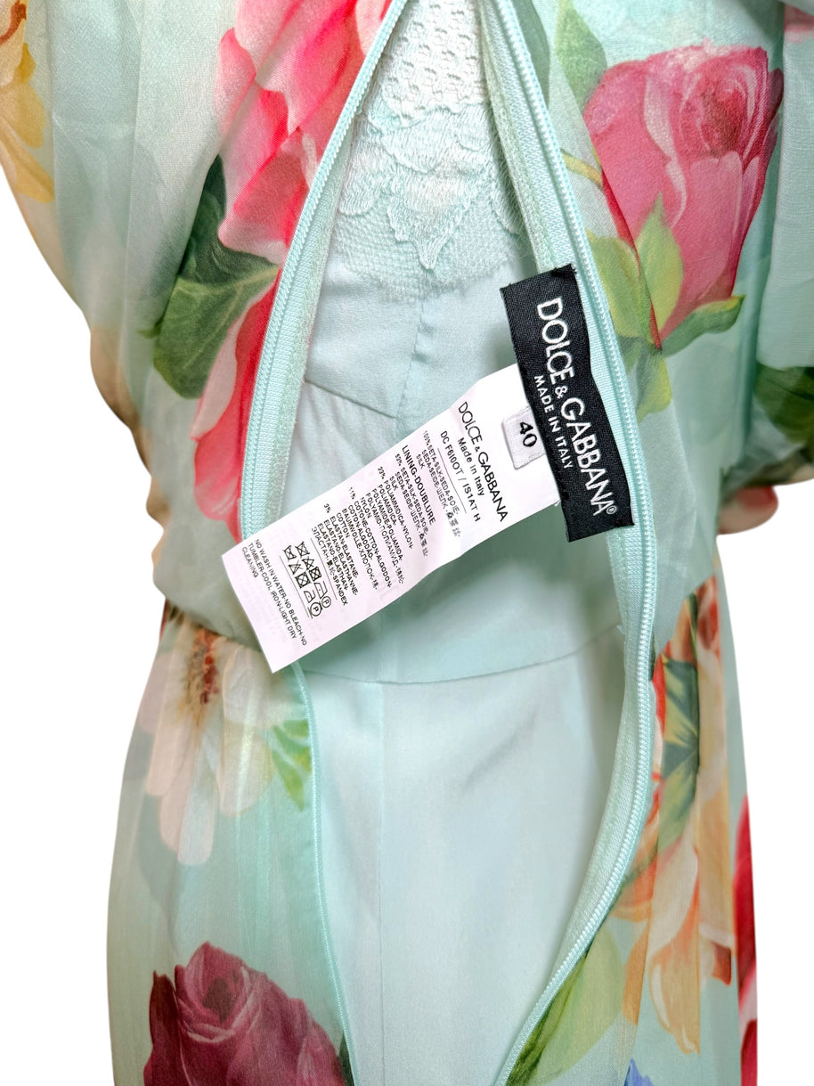 Dolce & Gabbana Spring Summer 2008 Silk Floral Chiffon Gown IT40