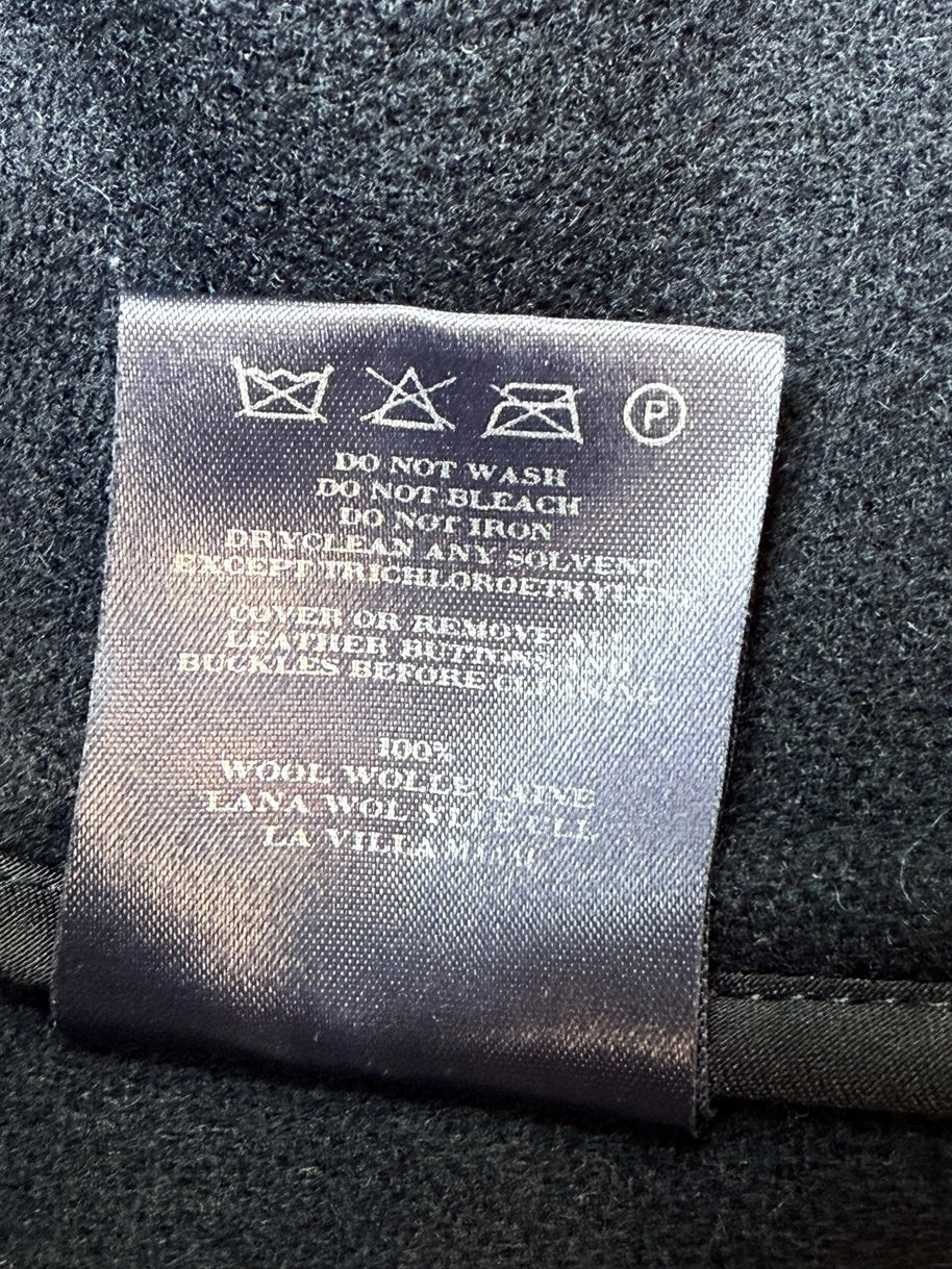 Burberry Black Wool Duffle Jacket with Hood Made in England (Early 2000s) S