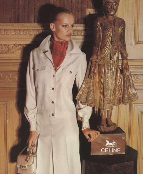 Celine archival fashion campaign imagery representing authenticated pre-owned Celine luxury clothing, handbags, and accessories at Refined Concierge Consignment