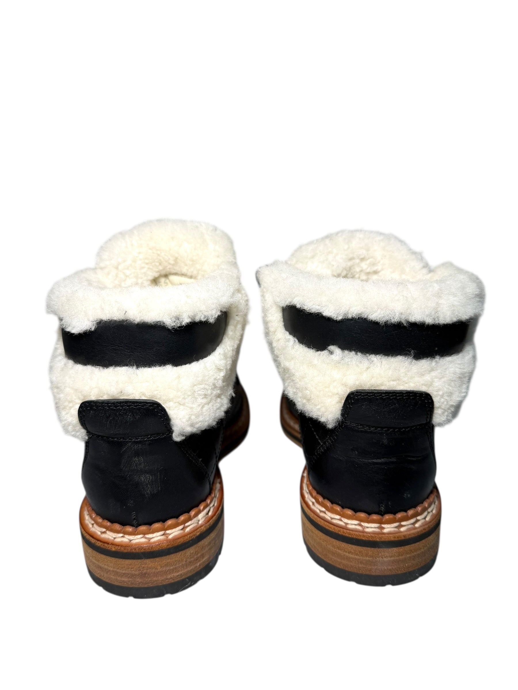 Chanel Quilted Leather and Shearling Boots Back View on White Background