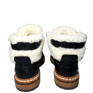 Chanel Quilted Leather and Shearling Boots Back View on White Background