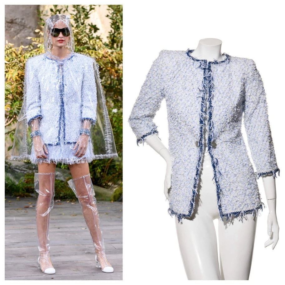 Chanel SS18 Light Blue Fantasy Tweed Jacket FR 38 Documented
