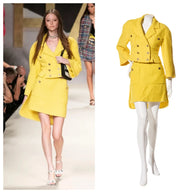 Chanel Spring/Summer 2022 Runway Yellow Tweed Skirt Suit, FR 36 / 34