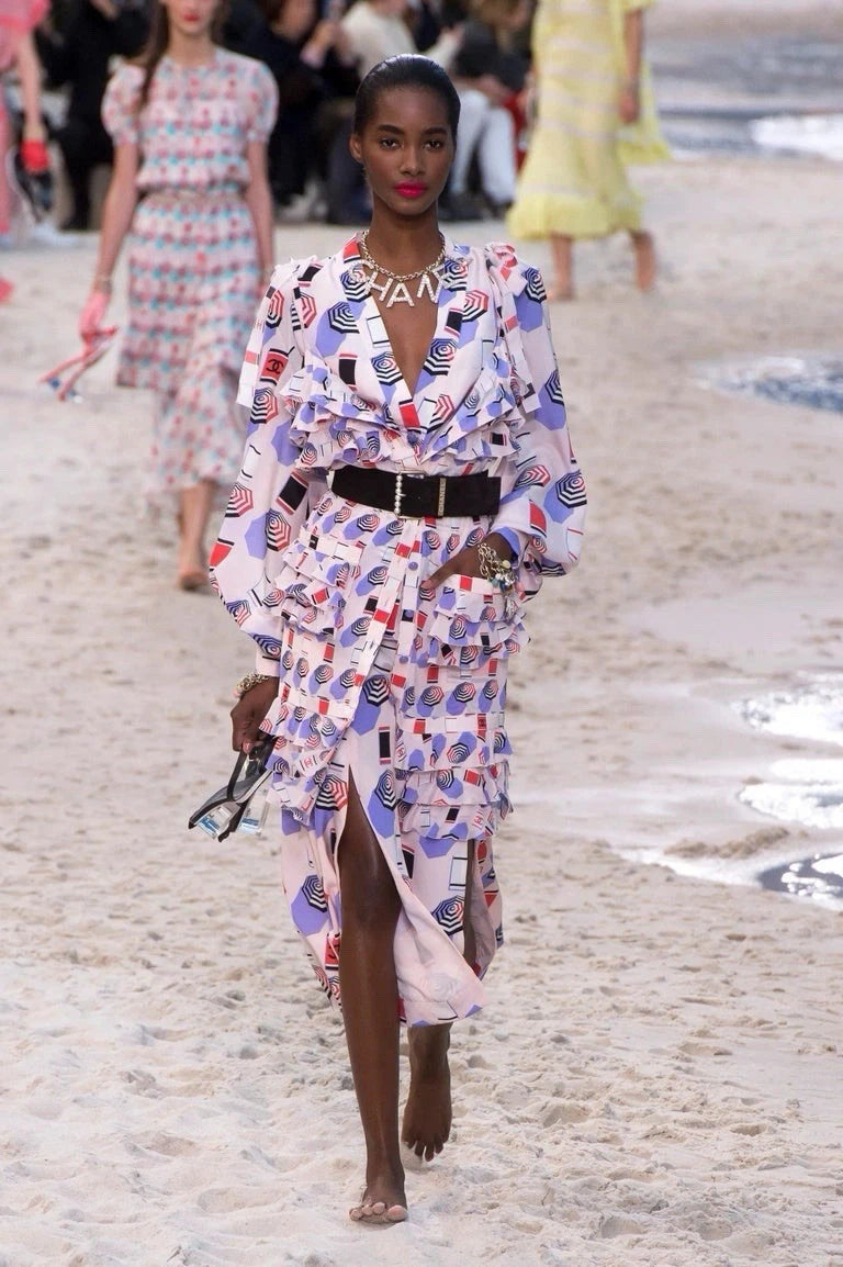 Chanel SS2019 Silk Lipstick Print Blouse & QPants Set FR 38 Runway Documented Collector’s Piece
