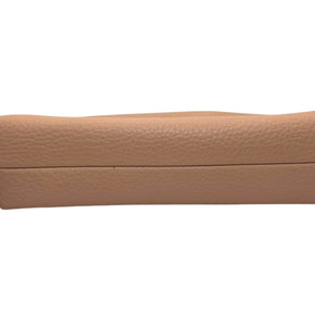 Bottom view of Chloé Alphabet half-moon pouch in blush nude calfskin showing smooth base and structured design.