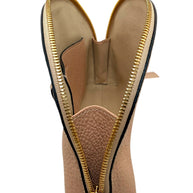 Top open view of Chloé Alphabet pouch revealing canvas-lined interior and compact cosmetic pouch storage space.