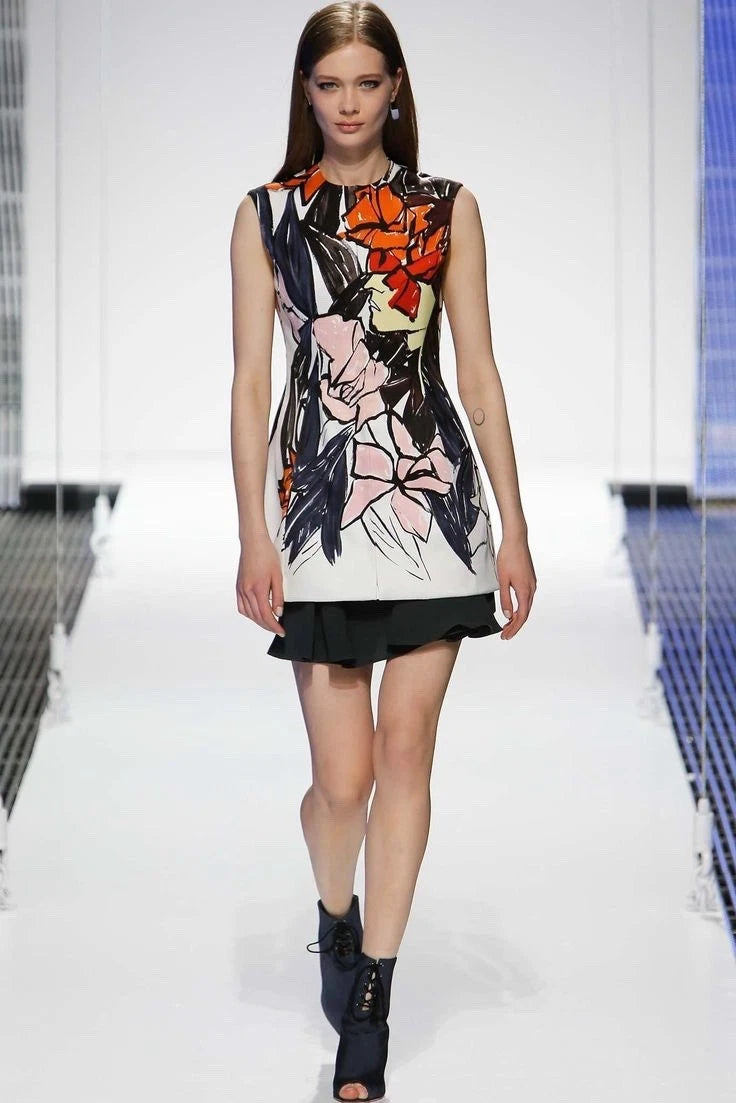 Christian Dior Raf Simons Runway Cruise 2015 Silk Dress Jennifer Lawrence FR 38 US 6