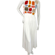 Chloe SS2022 Leather Patchwork Silk Maxi Dress FR36