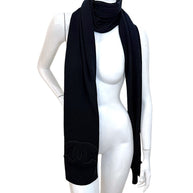 Chanel Black Cashmere Logo Scarf Wrap | Oversized CC Shawl Made in Italy (NWT)